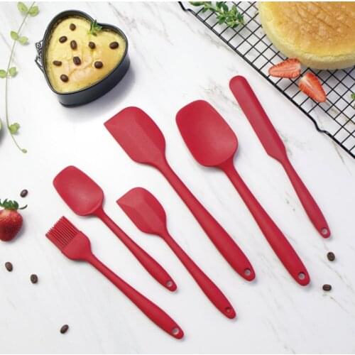 6Pcs Multicolor Silicone Spatula Sets Non Stick Butter Cooking Spatula Set Cookie Pastry Scraper Oil Brush BBQ Kitchen Utensils