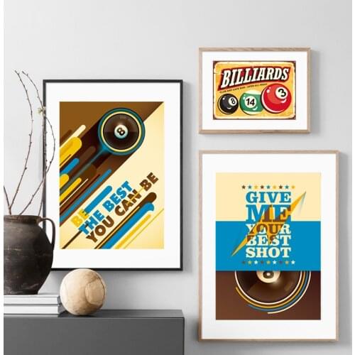 Billiard Game Abstract Posters and Prints Colorful Snooker Balls Vintage Canvas Painting Billiard Club Cafe Bar Wall Art Decor