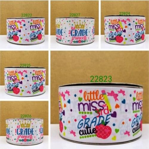 Free shipping 50 yard cartoon back to school printed grosgrain ribbon 22827