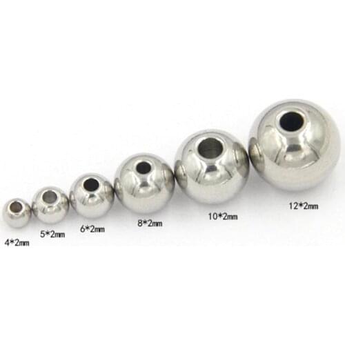 1pack 2 3 4 5 6 8 10 12 MM Stainless Steel Ball Spacer Beads Loose Beads for Jewelry Making DIY Charm Bracelet Earrings Findings