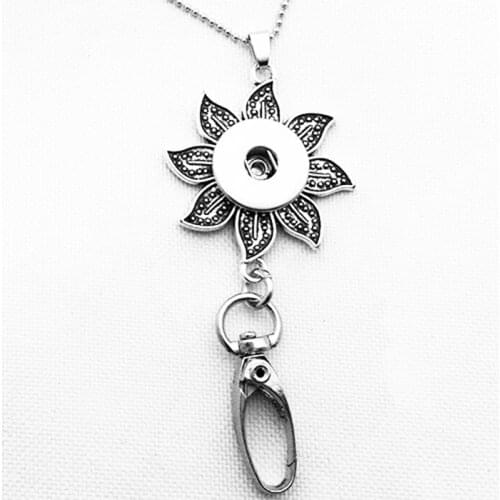 Flower keychian clasp snap button jewelr pendant Necklace OEM, ODM NX727 (fit 18mm 20mm snaps)