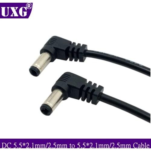 DC Power 5.5 x 2.1mm / 2.5mm Male to 5.5 2.1/2.5mm Male Plug Cable Right Angled 90 Degree 60cm