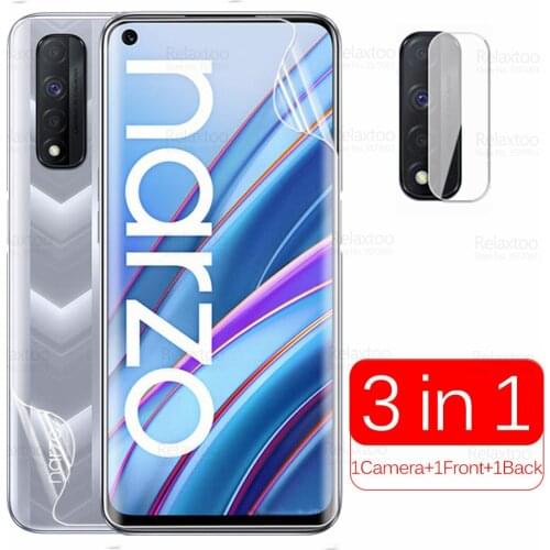 3to1 Hydrogel Protective Film For Oppo Realme Narzo 30 4G Narzo30 2021 6.5" RMX2156 Front Back Camera Screen Protector Not Glass