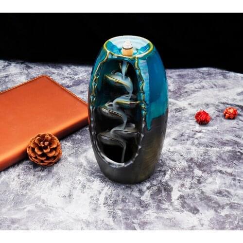 Incense Burner Backflow Incense Ceramic Crafts Incense Ddiffuser Home Office Mountain River Handicraft Incense Holder