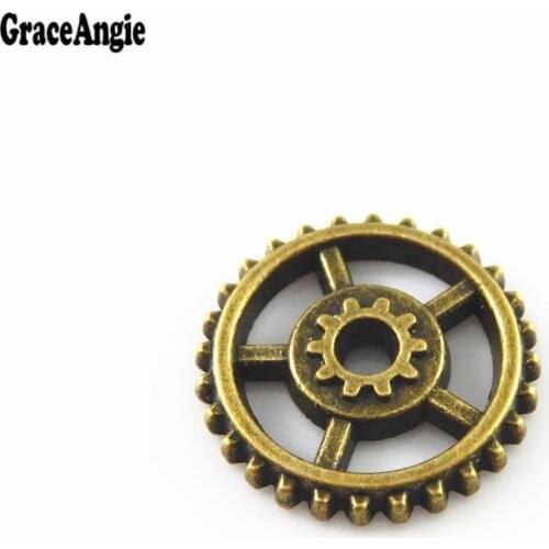GraceAngie 25PCS Antique Bronze Retro Style Small Gear Wheel Jewelry Making Accessory Scrapbook Pendants Wholesale Price 52652