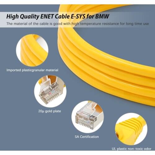 Quality E-SYS cable for BMW F-Series ICOM ENET OBD2 Coding Diagnostic Cable Ethernet to ESYS Data OBDII Coding Hidden Data Tool