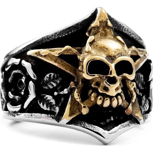 2019 Personality Skull Punk ring Fashion Tidal Gentleman The Index Finger Pentagram Man`s Jewelry