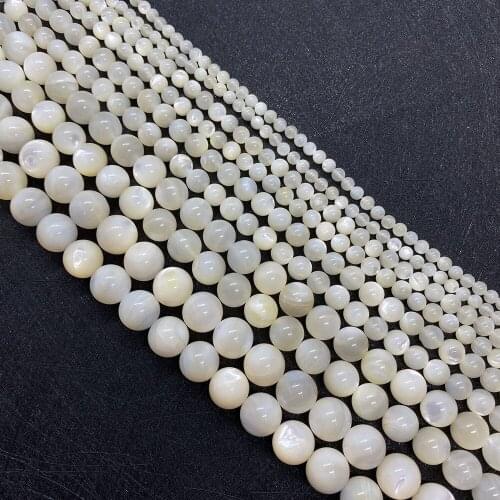 Natural Sea Shell Round Beads White Mother-of-pearl, Used for DIY Jewelry Making Fashion Necklace Earrings Bracelet Accessories