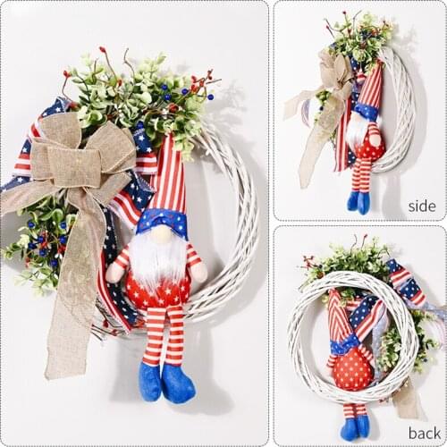 2021 new American Independence Day Rattan Circle Wreath Diameter 40cm Party & Holiday DIY Decorations Pendant