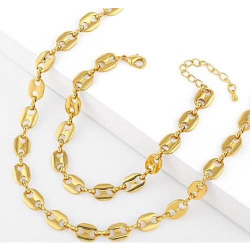 ORYANA 925 Sterling Silver Pig Nose Chain Necklace Bracelet 18K Gold Plated Minimalist Dainty Fine Jewelry