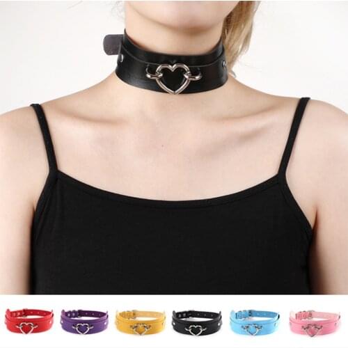 Sexy Trendy Punk Heart Pu Leather Necklaces Chains Gothic Collar Choker Necklace Body Jewelry Pendant Necklace E21
