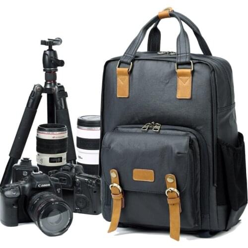 Professional Retro Fashion Casual Waterproof Canvas Camera Tripod Bag Photography Tripod DSLR Backpack for Canon Nikon Song SLR