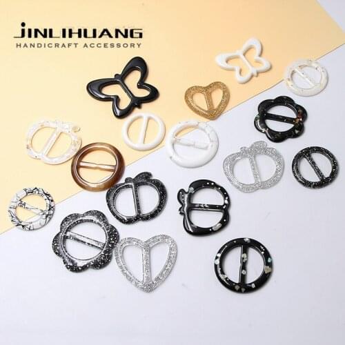 5pcs Resin Belt Buckle Shine Apple Heart Adjustable Button for Suit Silk Scarf Clothing Strap DIY Wedding Card Ribbon Decorative