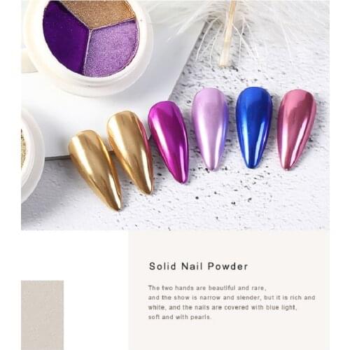 Mixed 3 Colors Mirror Nail Powder Glitter Dust for Metal Effect Chrome Nail Art Solid Powder Pigment Nail Art Decorations Powder