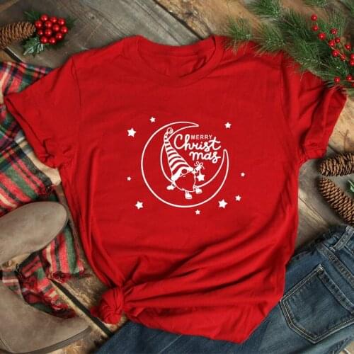 Merry Christmas Gnome T-shirt Cute Winter Short Sleeve Graphic Holiday Gift Tshirt Funny Women Xmas Tee Shirt Top