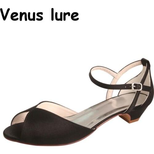 Thick Sandals Wedding White Satin Low Heel Handmade Sandals