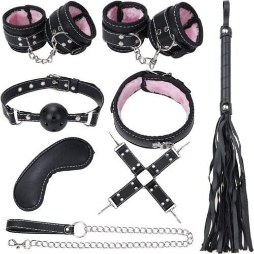 Sexy eight-piece setSMPlush handcuffs bondage and discipline whip flirting supplies one piece dropshipping couple sex product