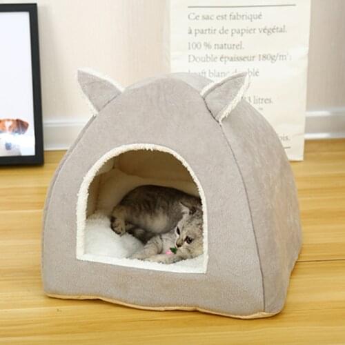 Removable Washable Cats Nest Litter Puppy Kennel Rabbit Design Cat House with A Hole Warm Soft Pet Beds Tent