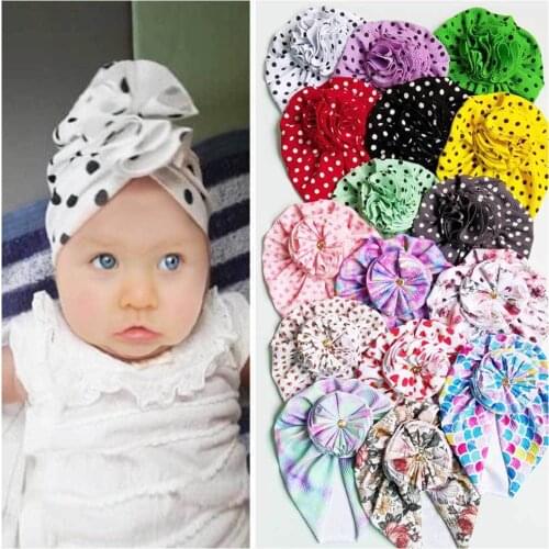 0-3Years Toddler Newborn Baby Flower Bow-Knot Hat Turban Spring Infant Protect Forehead Cap Headwraps Kids Headband Beanies