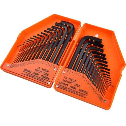 Hex Wrench Plastic Boxed L-shaped Hex Wrench Set Ball Head Plum Flower Inner Hexagon Key Wrench Combination 30pc/set