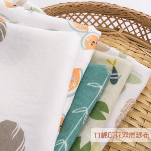 Printed Thin Baby Cotton Gauze Fabric Cartoon Double Layer Sewing Material Cloth 50x145cm