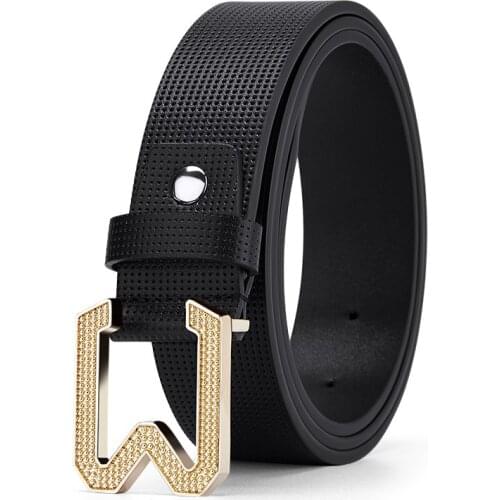 WILLIAMPOLO Fashion Genuine Leather Belt For Men Automatically Buckle Mens Belt Luxury Design Dress Belts PL20815-17P