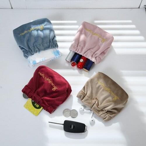 1 Pc Velvet Mini Lipstick Bag Soft Women Cosmetic Bag Travel Makeup Pouch Lipstick Organizer Case Pochette Maquillage