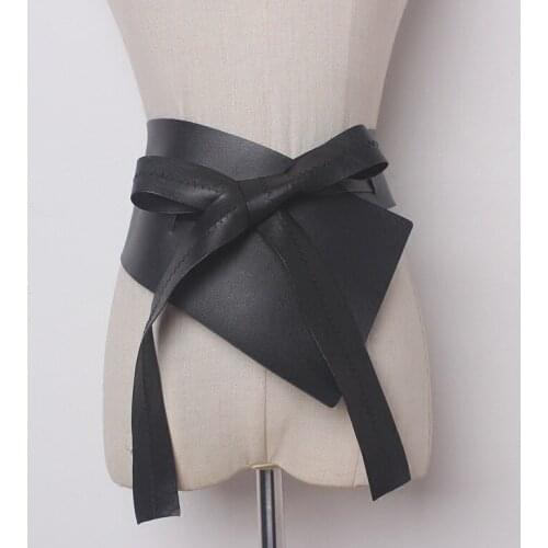 Women PU Leather Irregular Lace Up Bow Female Belts Belt Clothing Accessories