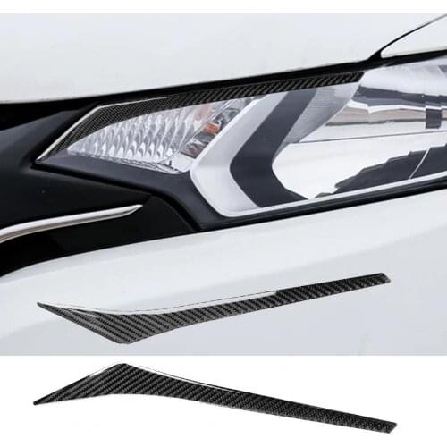 1 Pair Durable Black Universal Carbon Fiber Front Headlamp Car Sticker Decal for Honda Fit/Jazz 2014-2018 Car Accessories Goods