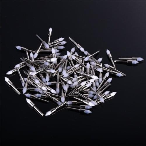 100pcs Pointed head Dental Nylon Polishing Prophy Brushes Dental Polishing Cup for Contra Angle Disposable White Polisher Brush