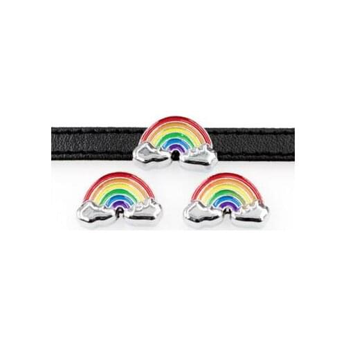 20,50)PCS/lot 8MM Rainbow Slide Charms Fit For 8mm DIY Leather Wristband Keychains Fashion Jewelrys