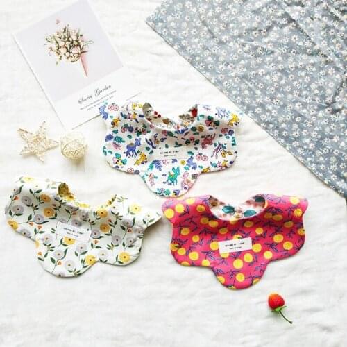 360 ​​° Rotate Baby Cotton Drool Bibs Dual Side Print Saliva Towel Feeding Apron