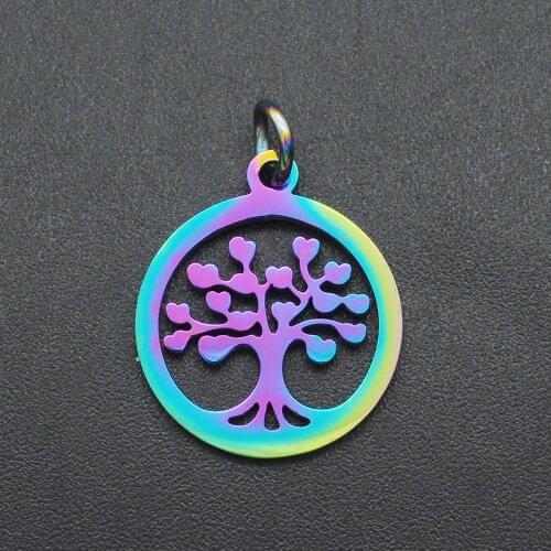5pcs/lot 100% Stainless Steel Rainbow Wish Tree DIY Charm Pendant Wholesale Jewelry Necklace Charms Factory Prices OEM Order