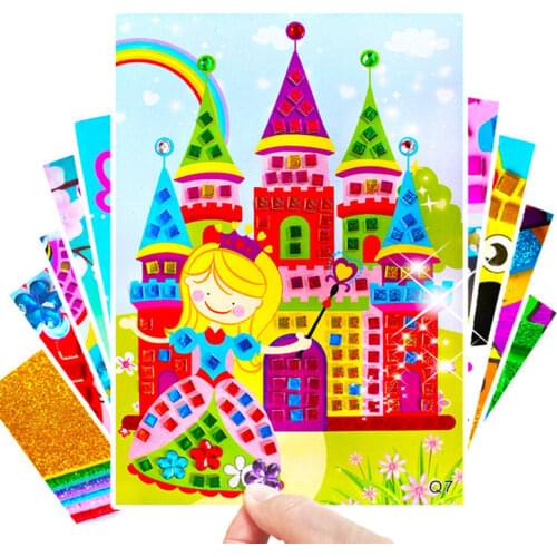 5PC crafts kids childrens toys Diamond Sticker Puzzle kindergarten Material diy crafts kids toys for girls toys for children 04