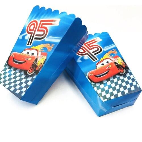 6pcs/set popcorn box Cars Theme box Kids Party Supplies Popcorn Box Birtday Party Favor Accessory Kid Birthday Decoration