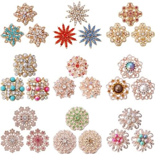 6pcs/lot Rose Gold Snap Button Jewelry Rhinestone Round 18mm Snap Buttons Fit Snap Bangle Bracelet Necklace