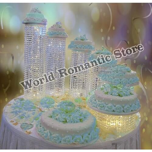 6pcs/set crystal Acrylic Wedding round cake stand Party Props big size cake display