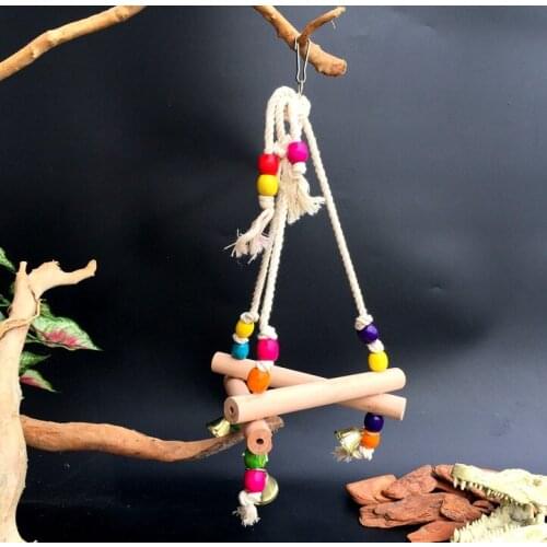 Bird toys parrot swing wood beads hanging cage accessories decorative wooden toys wear climbing toys