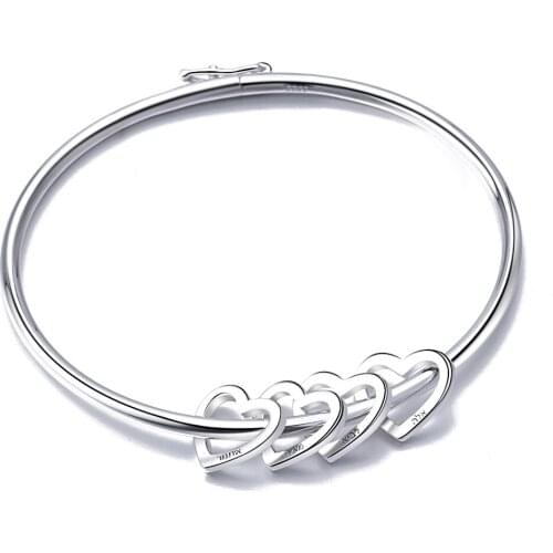 YSH 925 Sterling Silver Personalized Bangle Engraved Name Couple DIY Bracelet customize Jewelry Valentine Day Gift Free Shipping