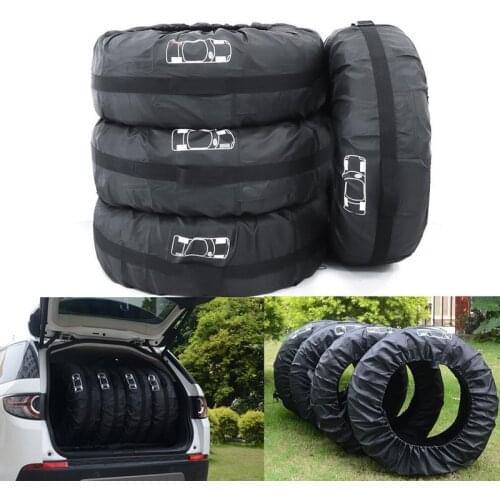 4Pcs/Lot Car Spare Tire Cover Case Polyester Auto Wheel Tires Storage Bags Vehicle Tyre Accessories Dust-proof Protector Styling