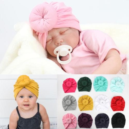 Toddler Infant Baby Kids Cotton Turban Knot Bunny Ear Hats Skull Beanies Princess Headband Beanies Caps