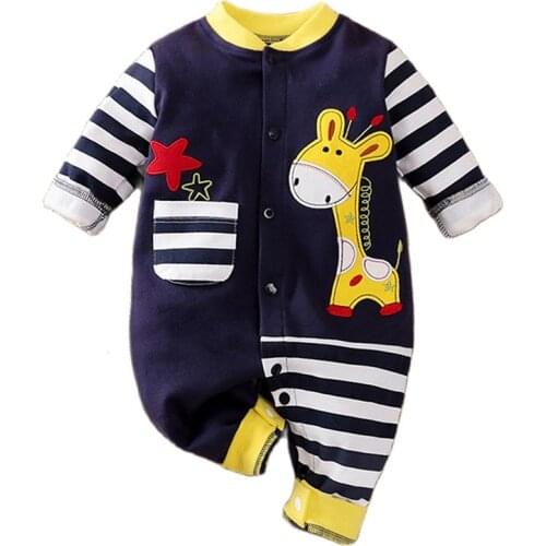 Infant Newborn Baby Romper Baby Girls Boys Long Sleeve Star Cartoon Giraffe Animal Print Rompers Jumpsuit Kids Outfits