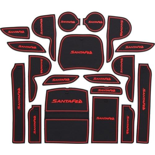 For Hyundai Santa fe IX45 2013 to 2015 Gate Slot Pad Non-slip Cup Mats Anti Slip Door Groove Mat Sticker Car Accessories
