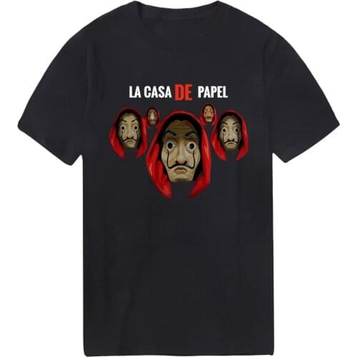 Summer Mens La casa de papel T Shirts Cotton Print New Tshirts Black Military Casual Tops Tees Male Breathable Dadera Hombre