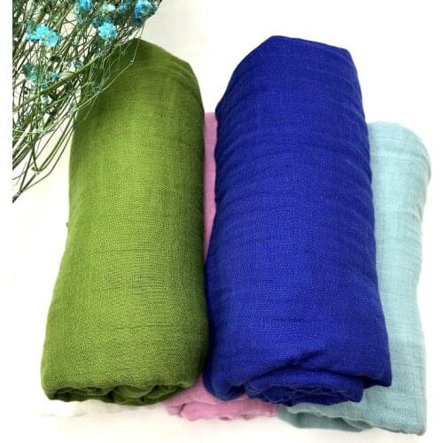 Ins Hot solid color active printing very soft 100% cotton muslin baby blanket blankets swaddle for newborn bedding