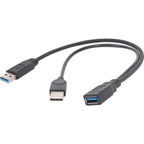 USB 3.0 Mobile Hard Disk Data Cable Female 1 To 2 Public Extension Cable Strengthen The Power Supply High-Speed For Computer