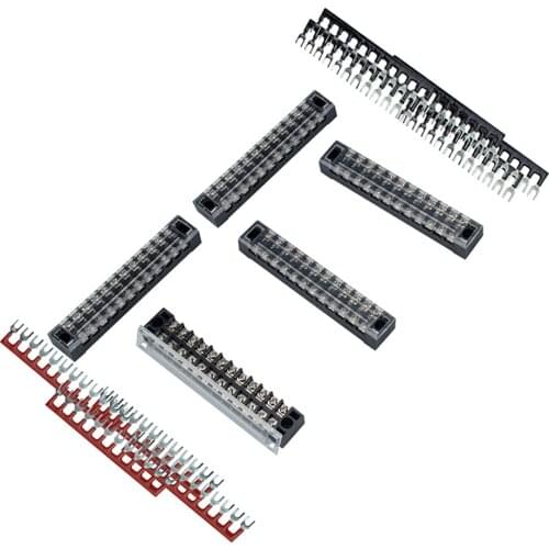5 Sets 12P Dual Row 600V 15A Screw Terminal Strip Blocks + Jumper Barrier Strips