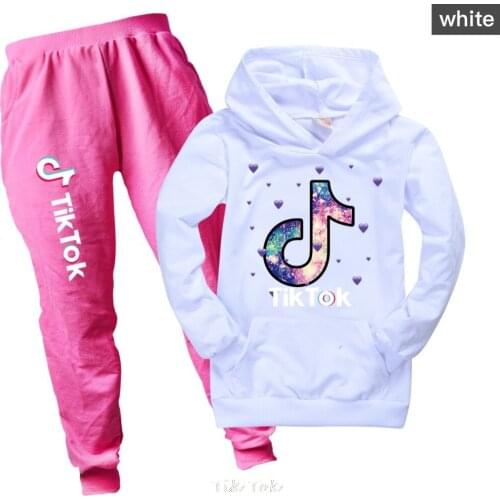 Tik Tok Cartoon Print Kids Clothing Set Girls Clothes Long Sleeve Outfit Cotton Tracksuit for Boys Girls Hoodies+Pants 2pcs