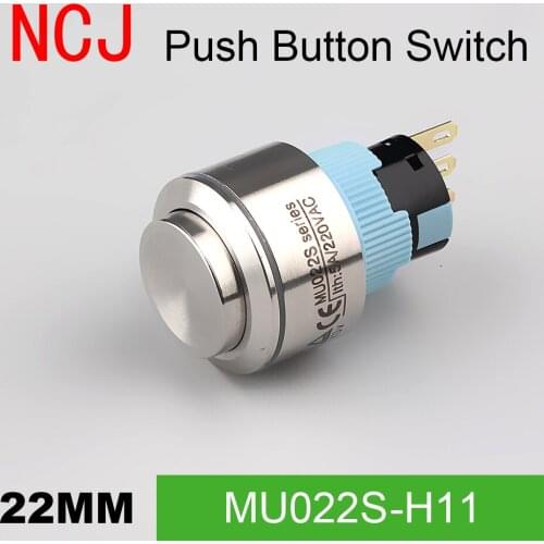 NCJ 22mm Metal Push Button Switch IP67 Maintained Alternate Latching & self-reset Momentary Reset 5A