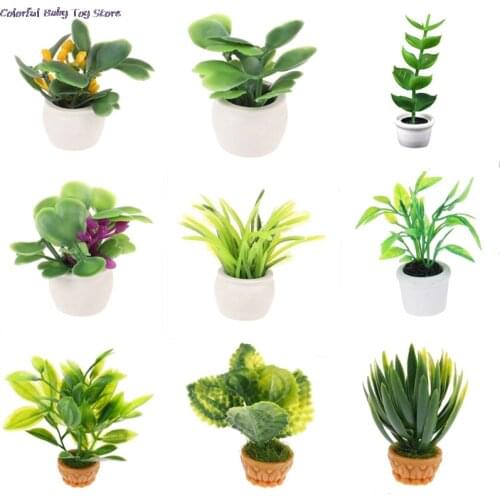 1:12 DollHouse miniature accessories Flowers Basket Mini Fruit Basket Flowers Pot Decor Toy garden pots and planters 13 Styles